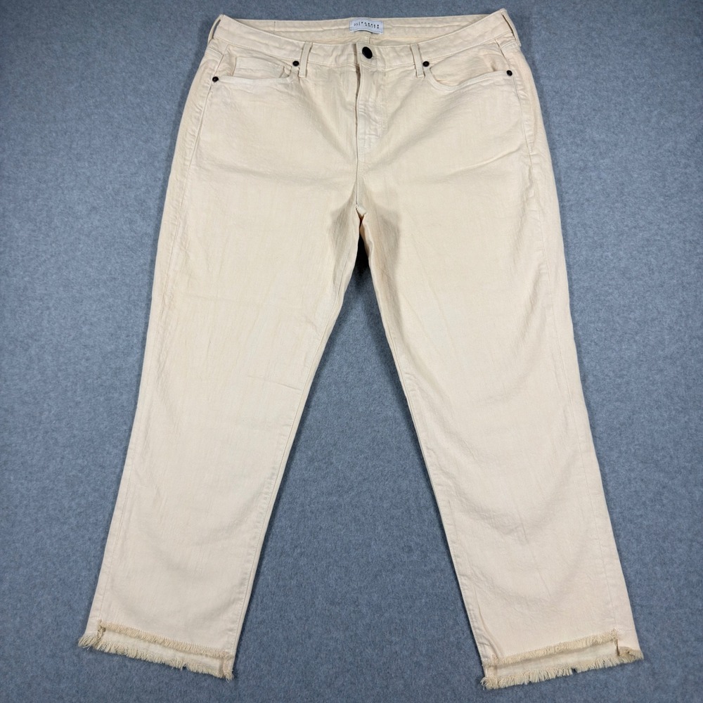 Parker Smith Cropped Jeans Womens 32 Cream Raw Hem Straight Leg
